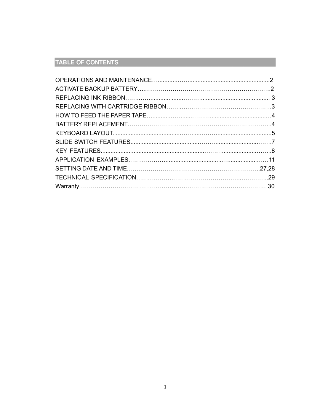 Victor Technology 1260-3 instruction manual Table of Contents 