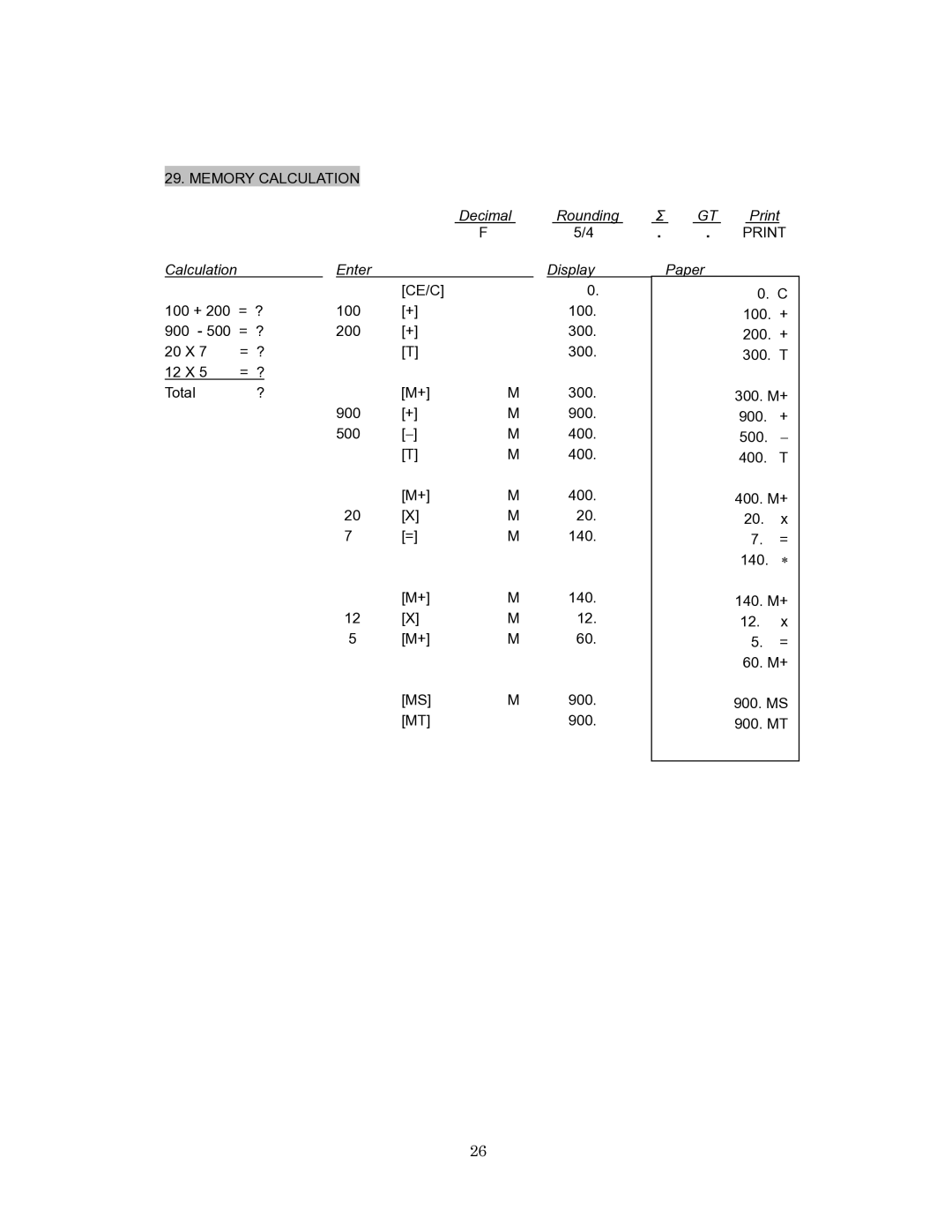 Victor Technology 1260-3 instruction manual CE/C 100 + 200 = ? 900 300 20 X 12 X Total 500 400 140 