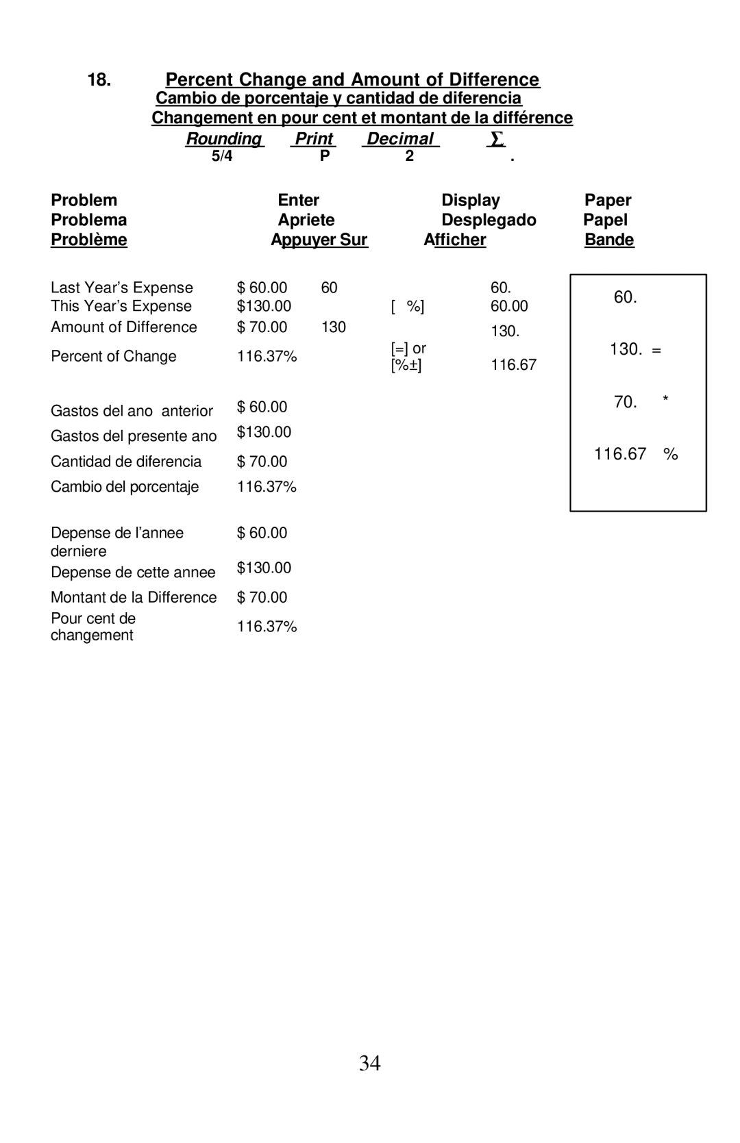 Victor Technology 1430-3, 1460-3 manual Percent Change and Amount of Difference 