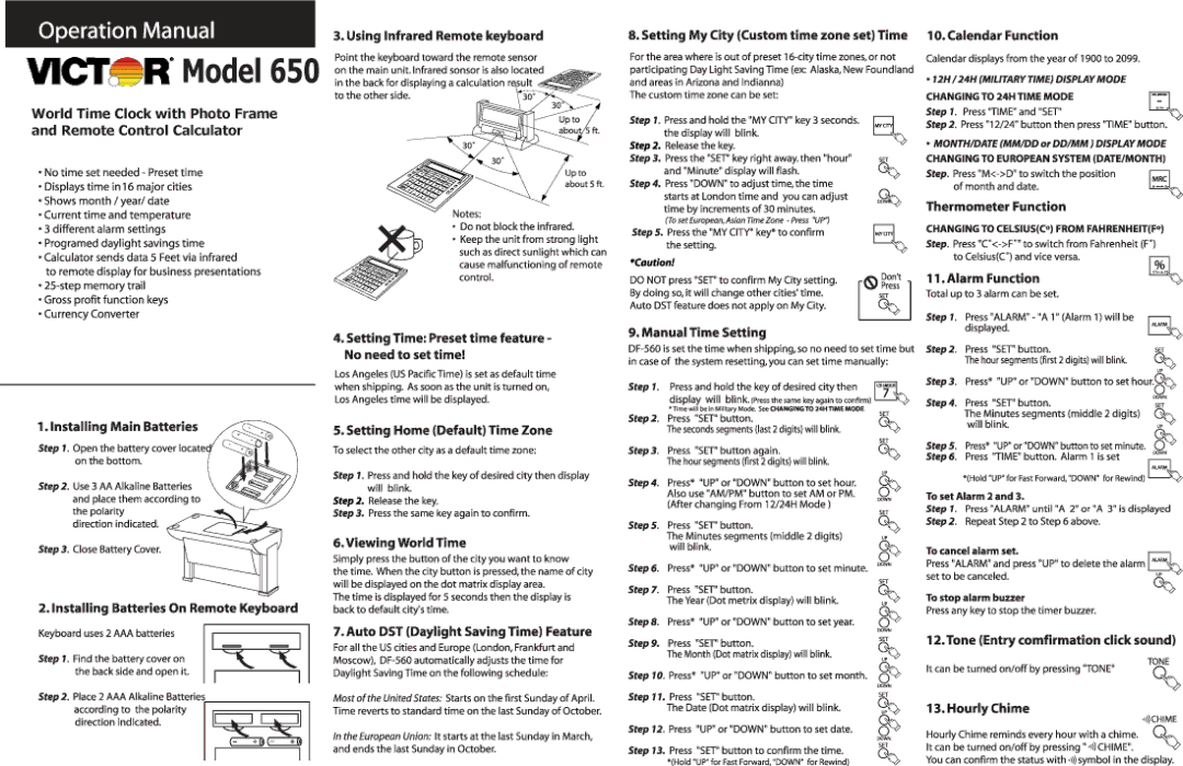 Victor Technology 650 manual 