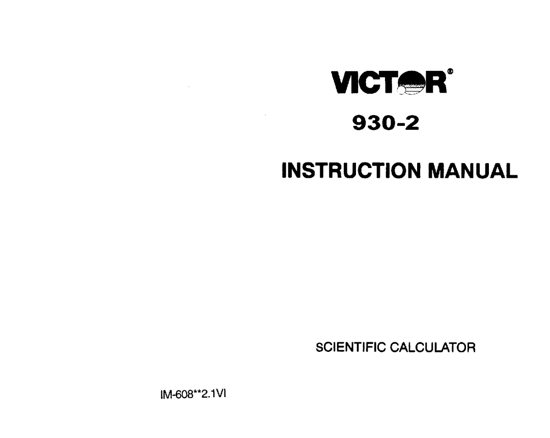 Victor Technology 930-2 manual 