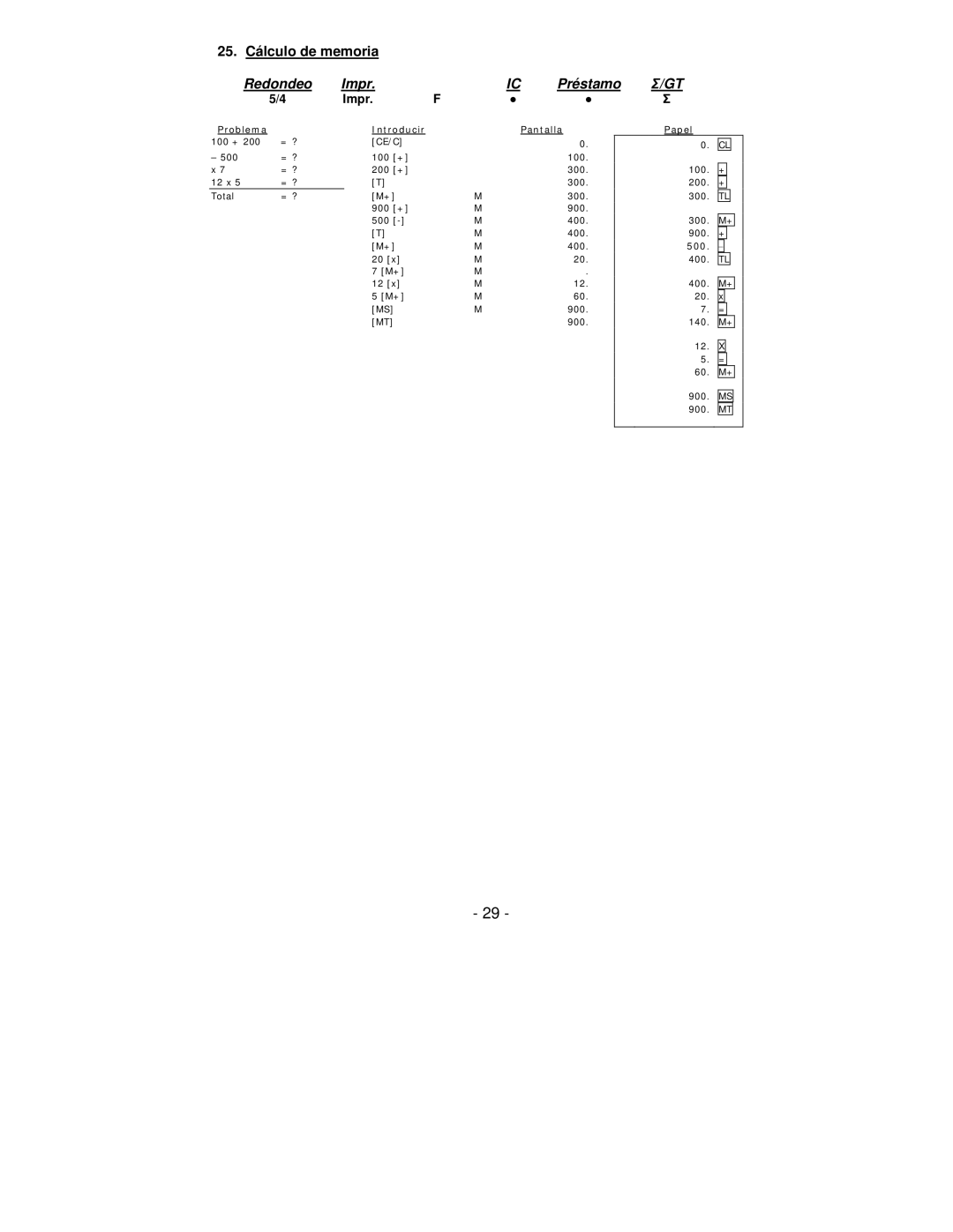 Victor Technology PL8000 manual 25. Cálculo de memoria 