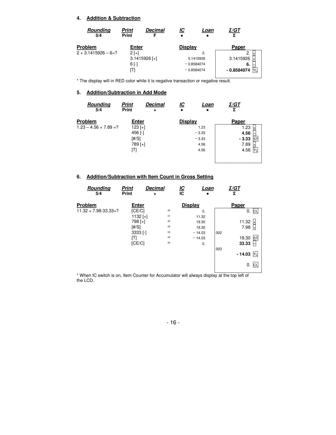 Victor Technology PL8000 manual Rounding Print Decimal, IC Loan Σ/GT 