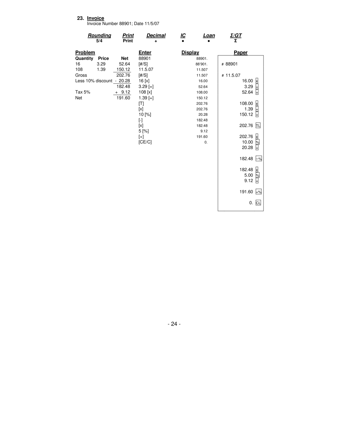 Victor Technology PL8000 manual Invoice, Quantity Price Net 