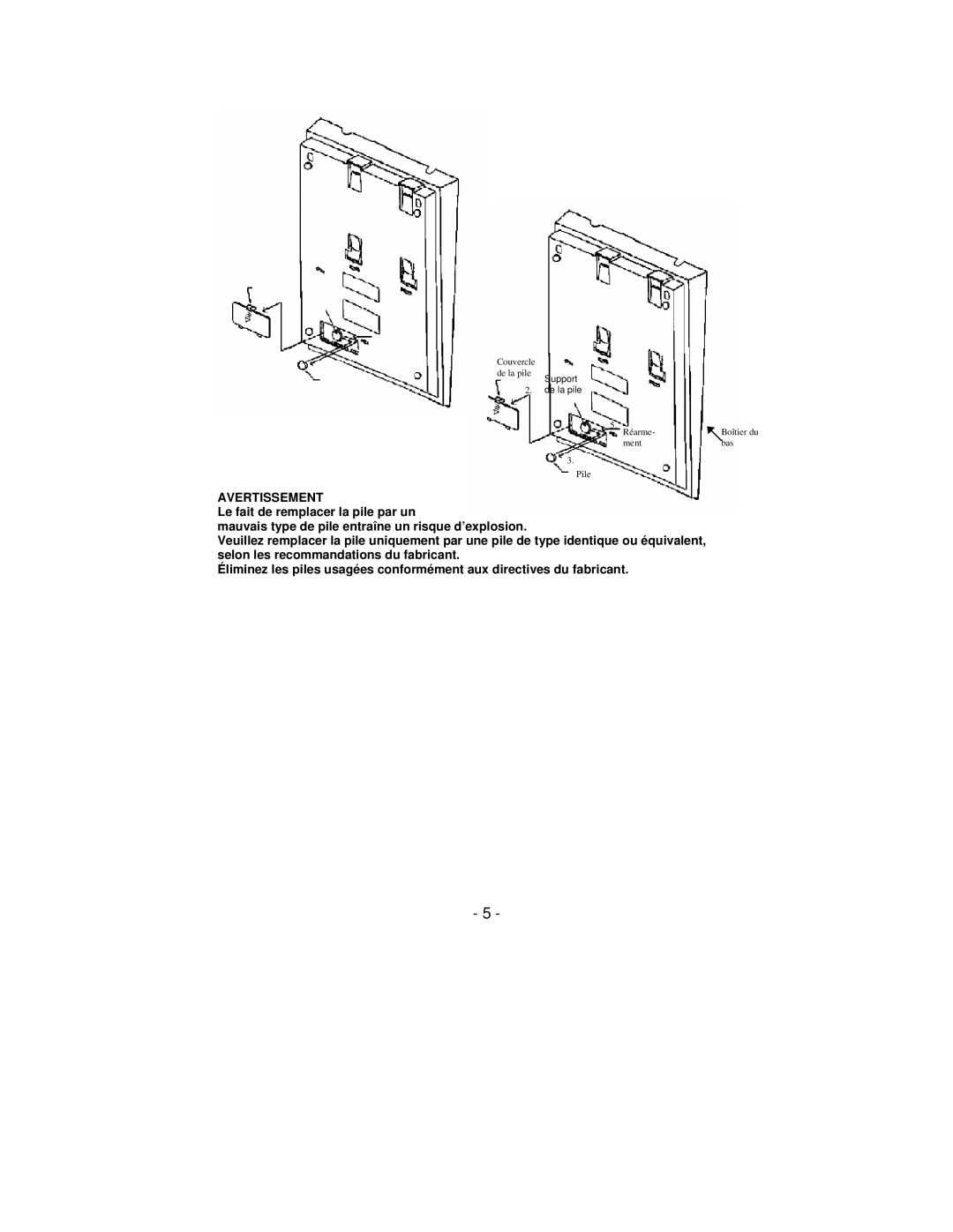 Victor Technology PL8000 manual Remplacement DE LA Pile, Appuyez SUR LA Touche Reset 