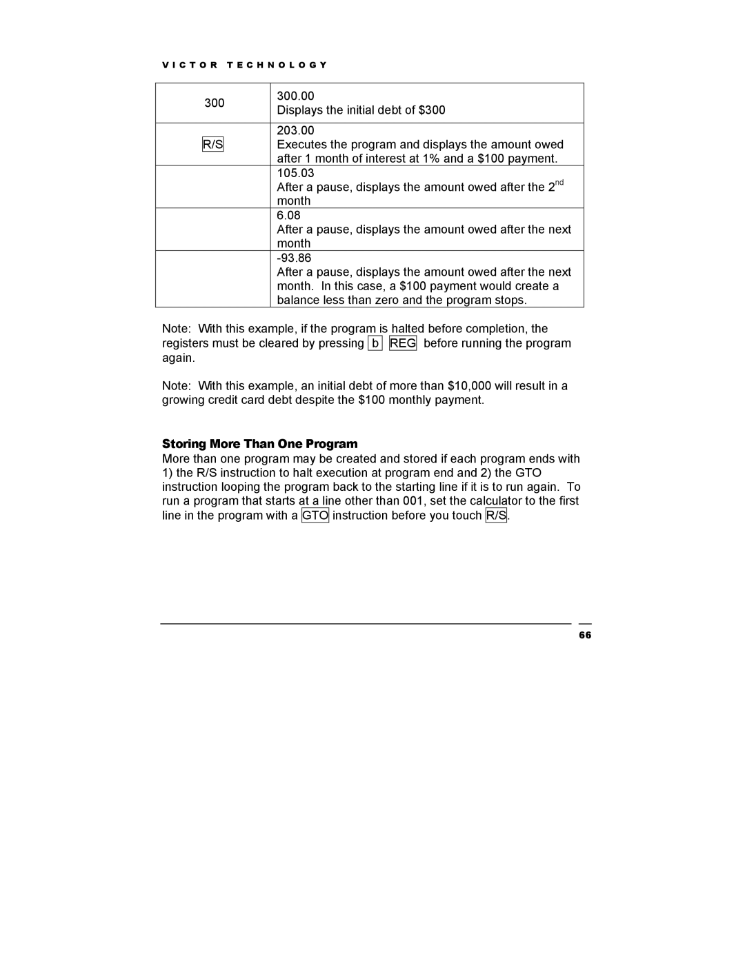 Victor Technology V12 manual Storing More Than One Program 