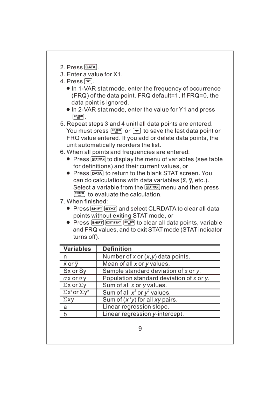 Victor V34 manual Variables Definition 