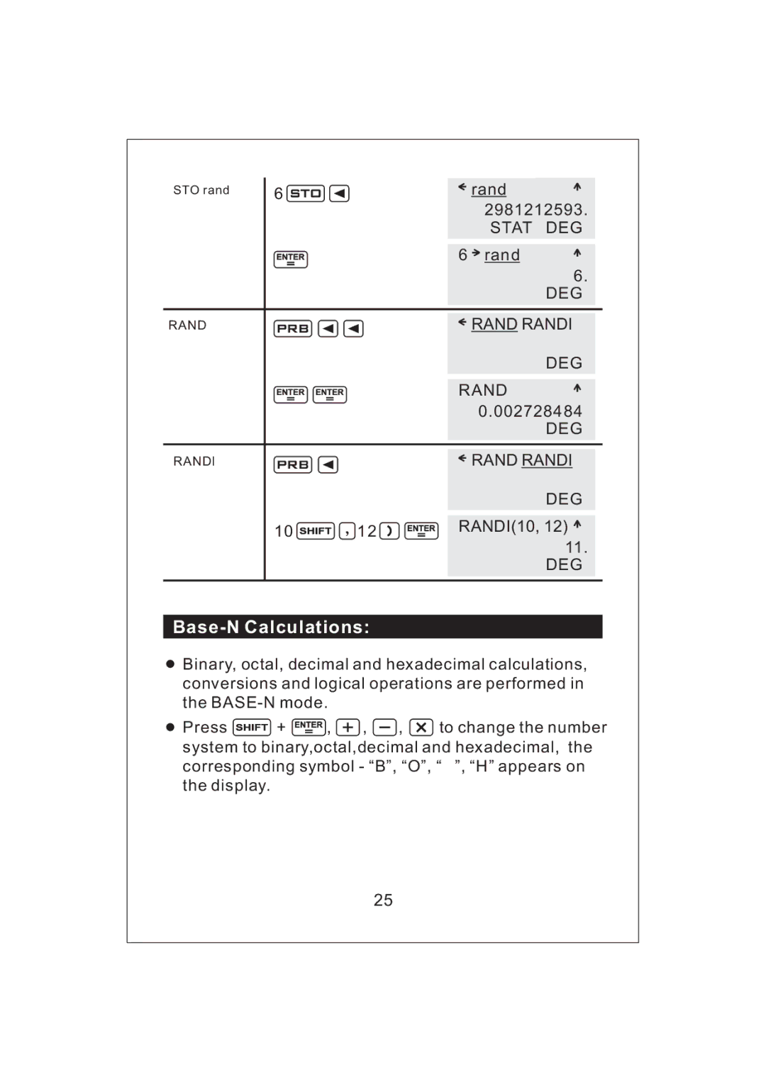 Victor V34 manual Base-NCalculations 