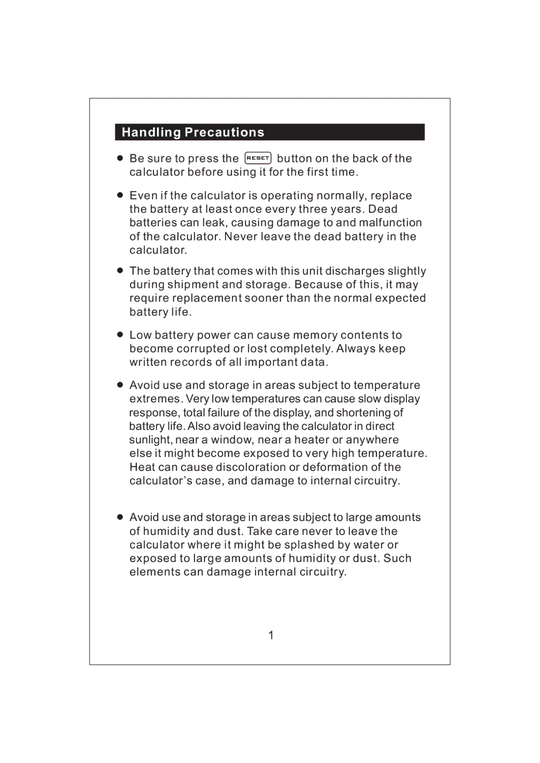 Victor V34 manual HandlingPrecautions 