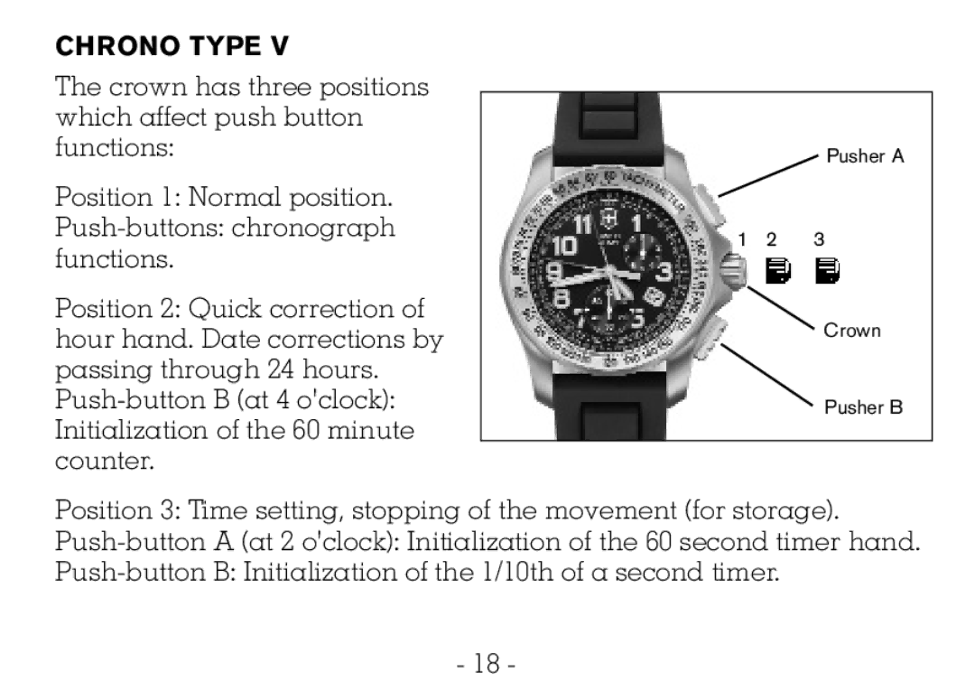 Victorinox CHRONOGRAPHS Watch operating instructions Chrono Type 