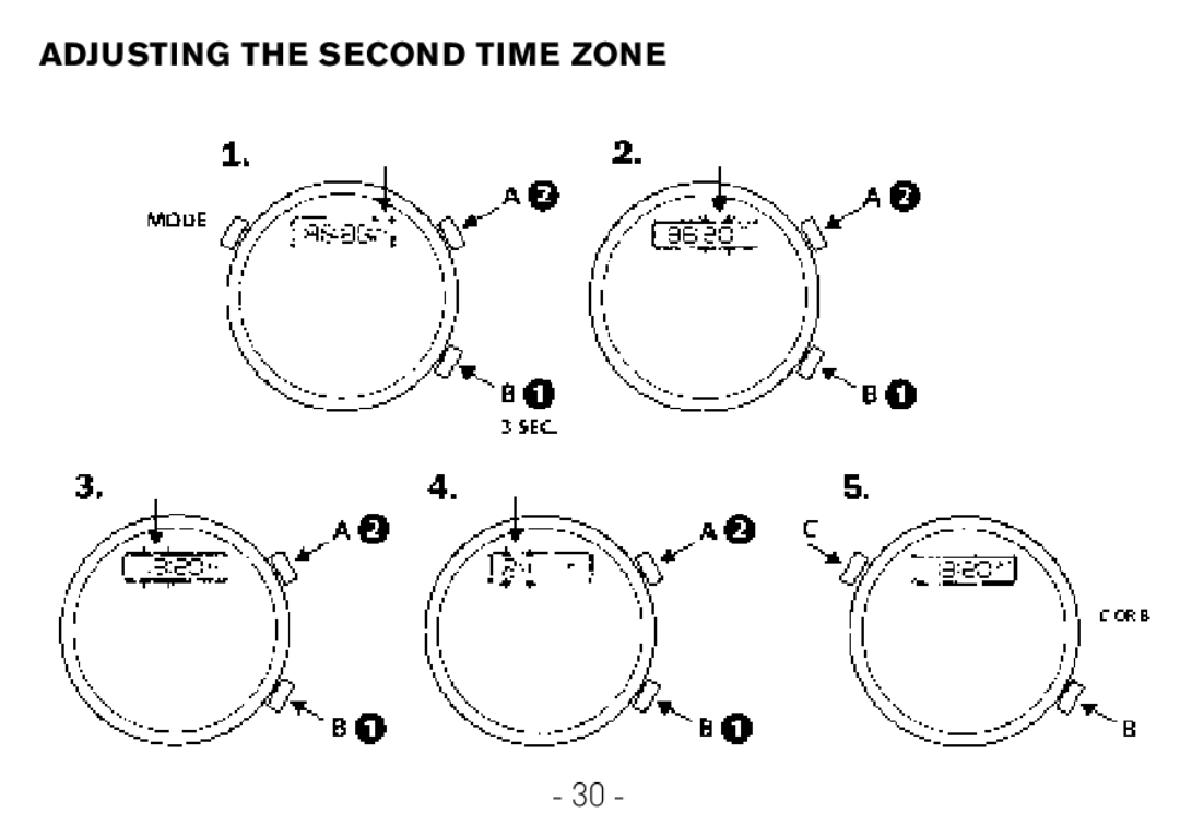 Victorinox CHRONOGRAPHS Watch operating instructions Adjusting the Second Time Zone 