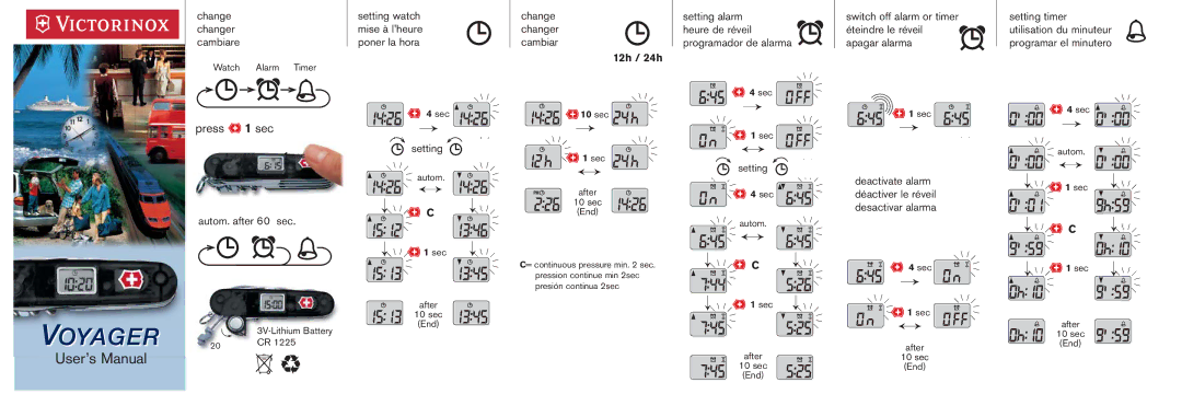 Victorinox CR 1225 user manual User’s Manual, 12h / 24h 