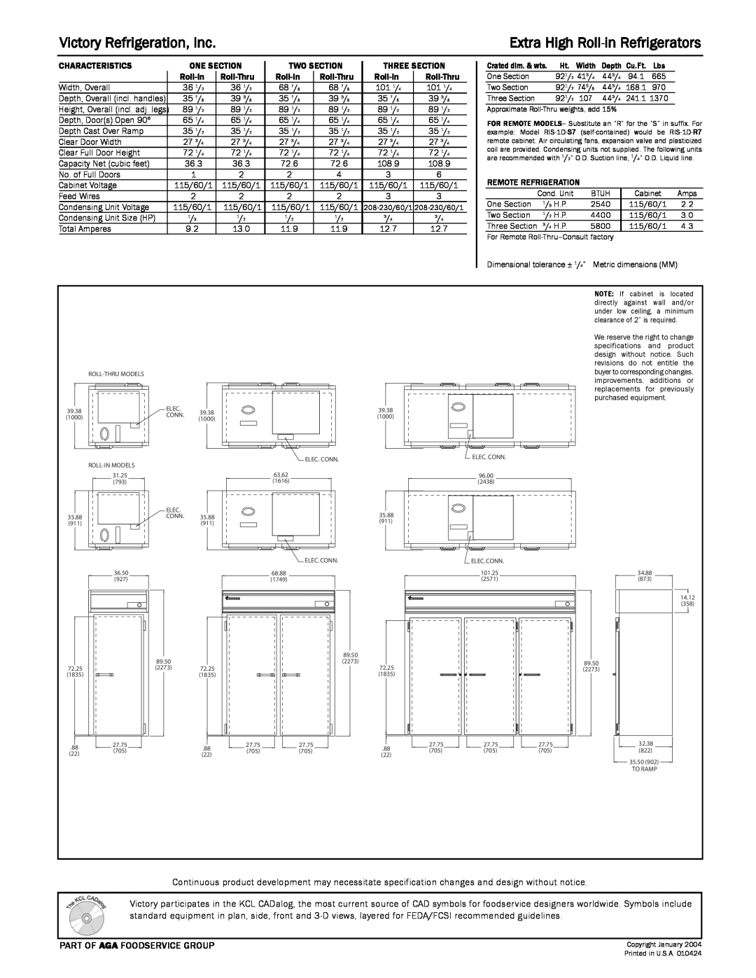 Victory Refrigeration RISA-3D-S7-XH, RISA-2D-S7-XH Victory Refrigeration, Inc, Extra High Roll-inRefrigerators 