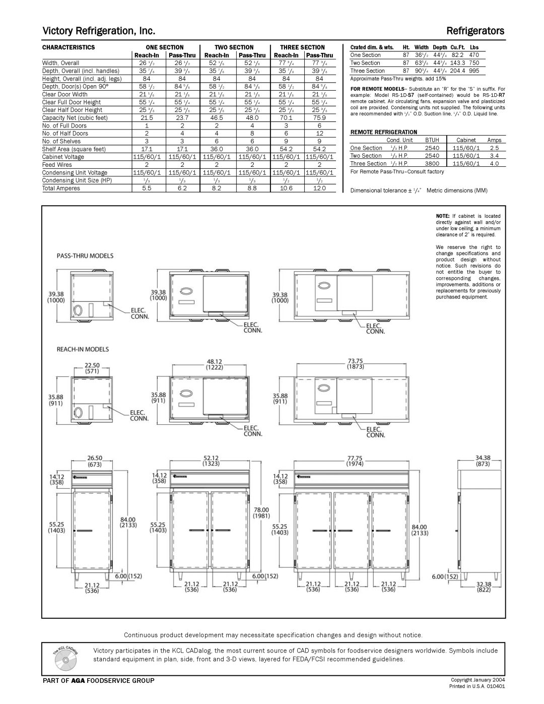 Victory Refrigeration RS-2D-S7 specifications Victory Refrigeration, Inc Refrigerators 