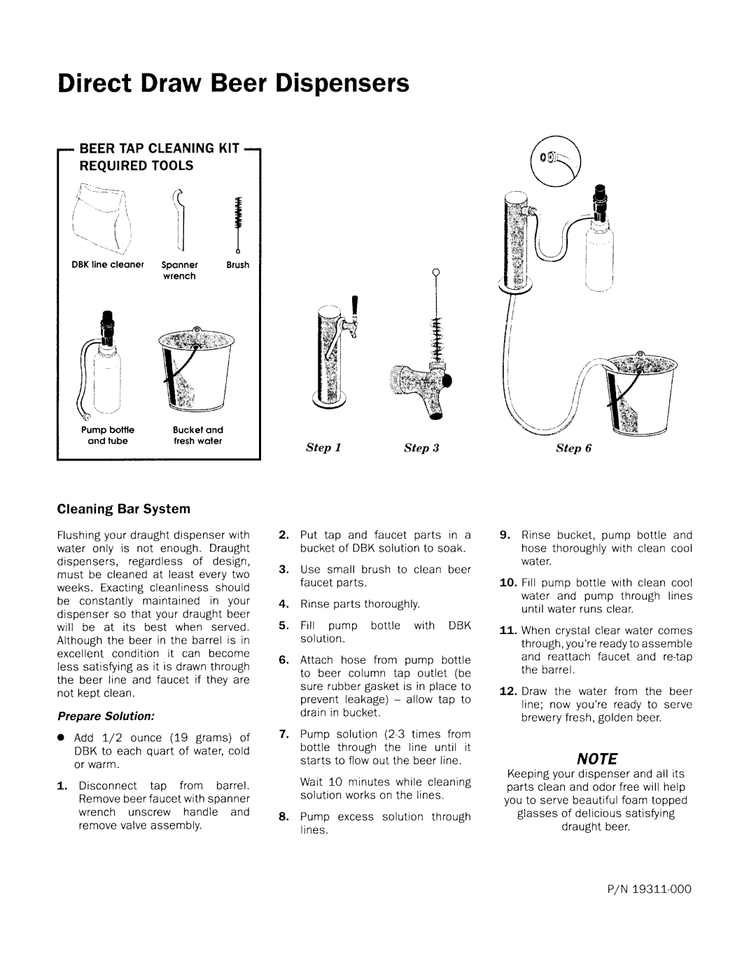 Victory Refrigeration VDD-72, VDD-60, VBB-72, VDD48, VBB-48, VBB-60 manual Beertapcleaningkit Requtredtools, CleaningBar System 