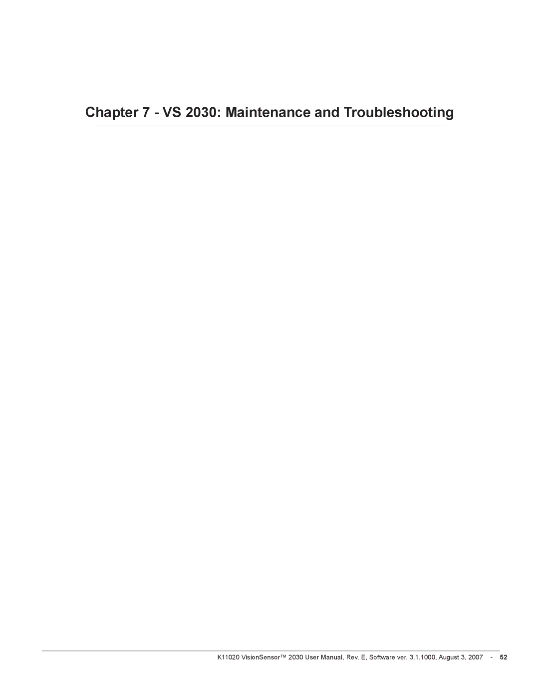 Videk manual VS 2030 Maintenance and Troubleshooting 