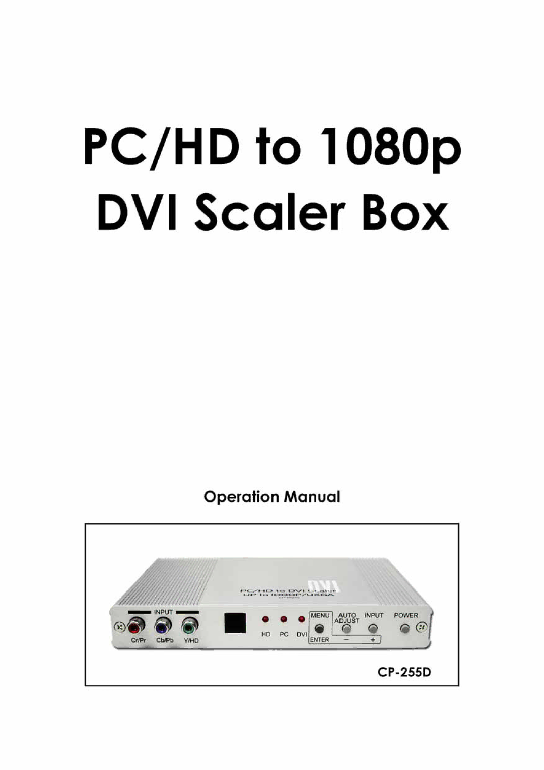 Video Products PCHD-DVI-SCALER manual 