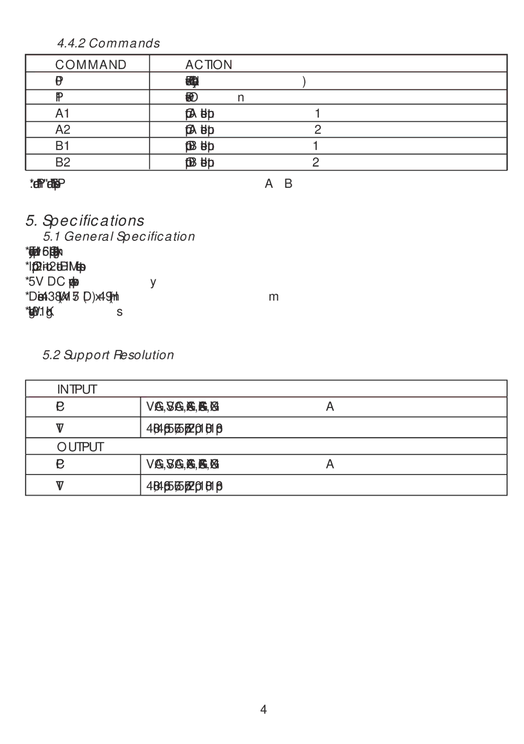 Video Products SM-2X2-HDMI-LC manual Specifications, Commands, General Specification, Support Resolution 