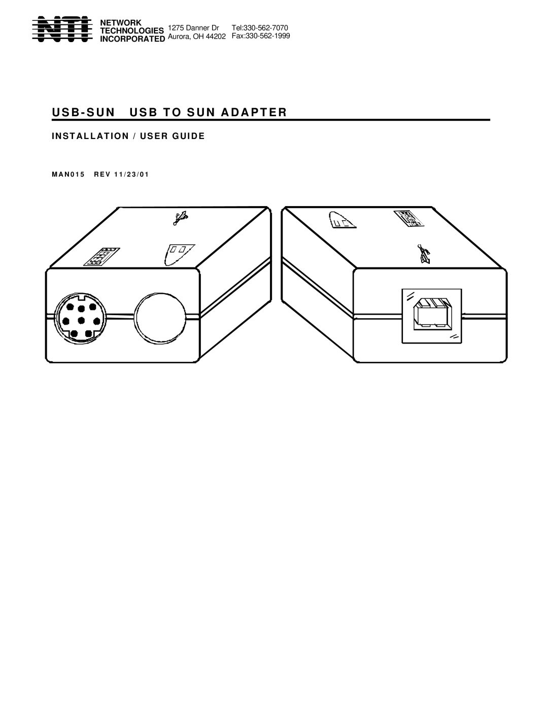 Video Products USB-SUN manual B S U N U S B T O S U N a D a P T E R 