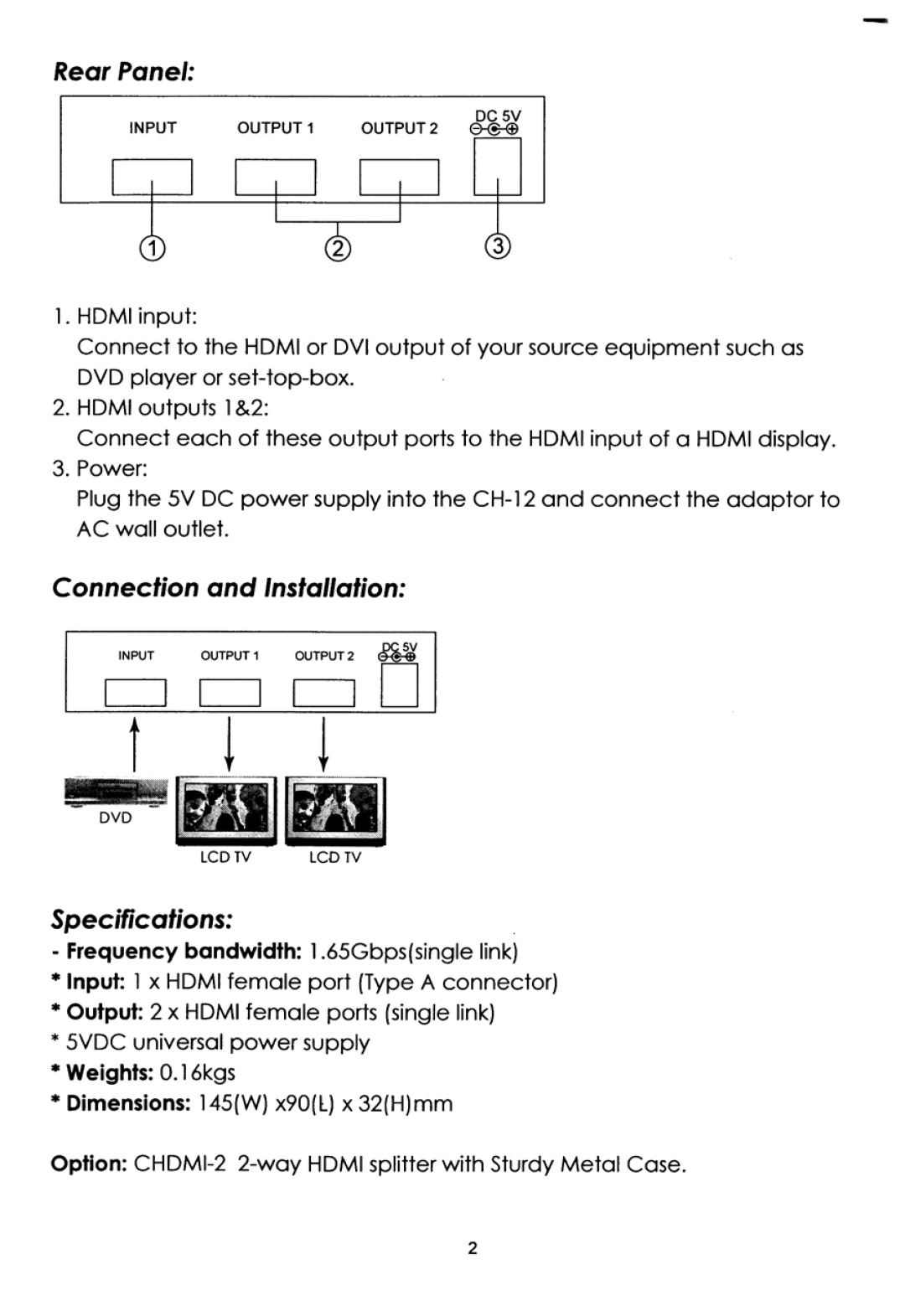Video Products VOPEX-HDMI-2-LC manual 