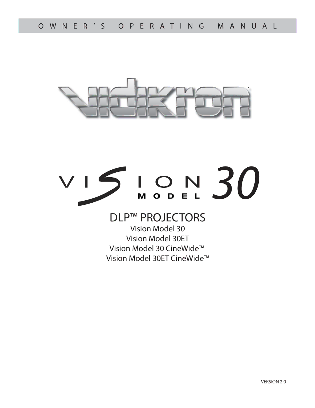 Vidikron 30ET manual DLP Projectors 