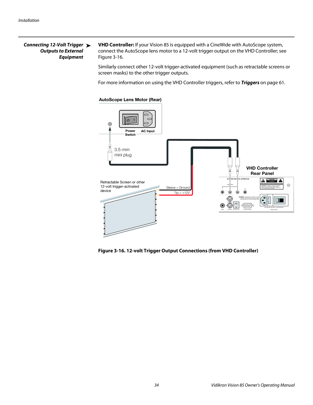 Vidikron Model 85 manual Outputs to External, Equipment 