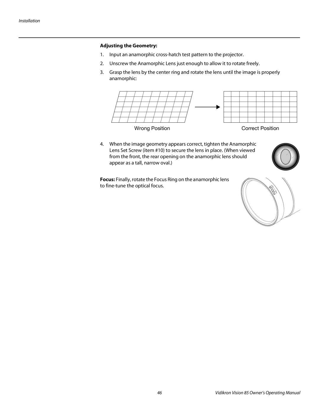 Vidikron Model 85 manual Adjusting the Geometry 