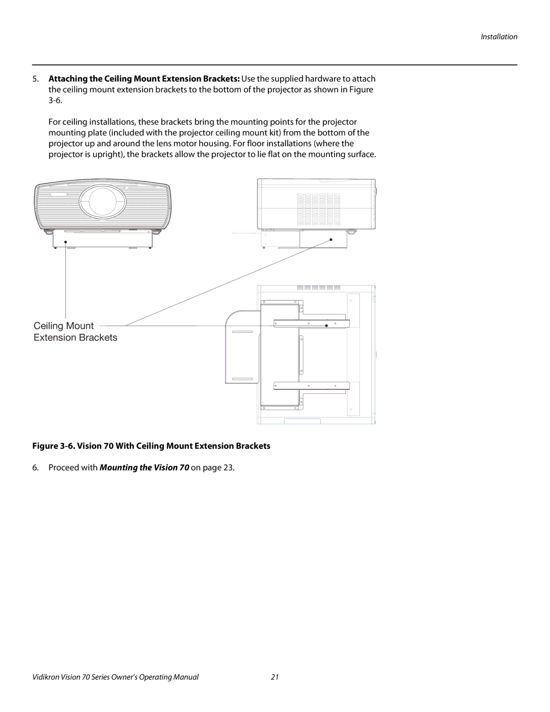 Vidikron SERIES 1080p manual Ceiling Mount Extension Brackets 