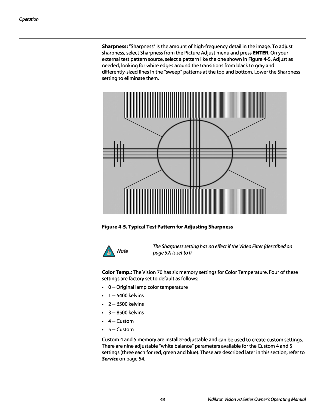 Vidikron SERIES 1080p manual 5. Typical Test Pattern for Adjusting Sharpness 