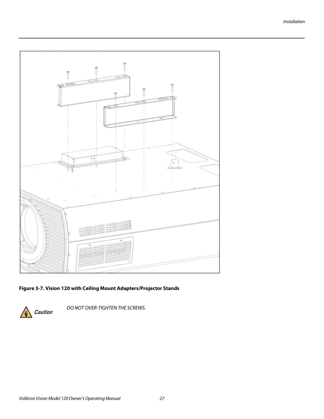 Vidikron v120 manual Vision 120 with Ceiling Mount Adapters/Projector Stands 