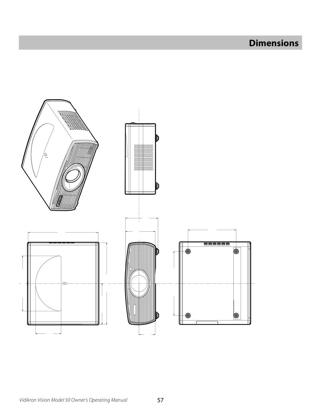 Vidikron VERSION 50 manual Dimensions 