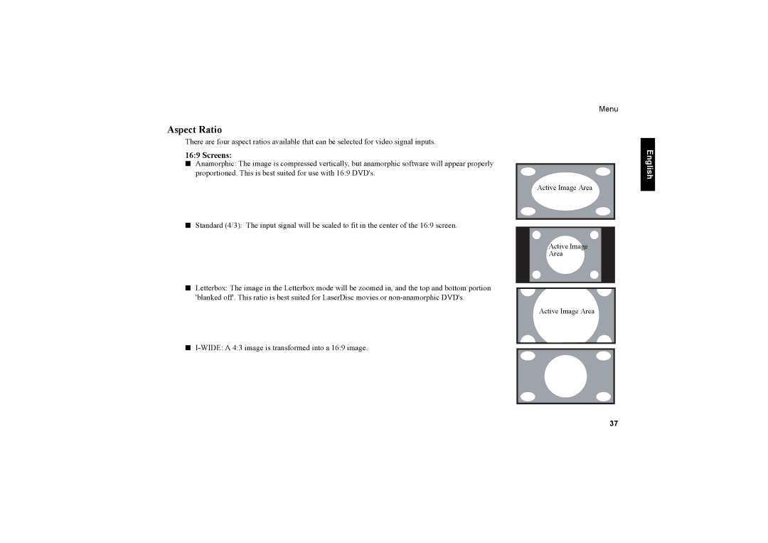 Vidikron Vision 20ET owner manual Aspect Ratio, Screens 