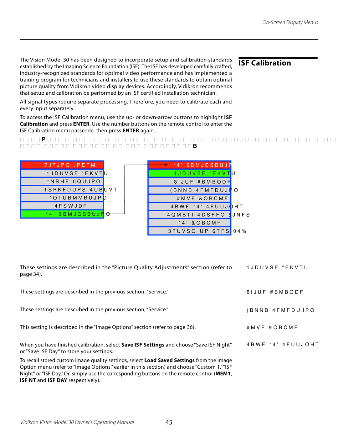 Vidikron Vision 30 manual ISF Calibration 