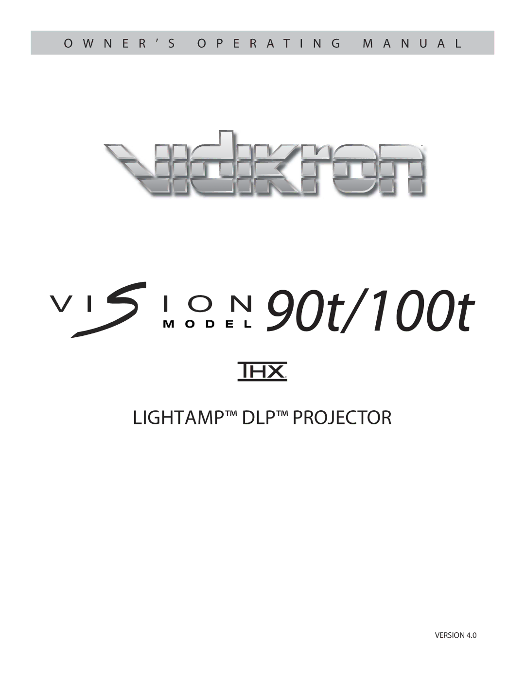 Vidikron Vision 100t, Vision 90t manual 90t/100t 