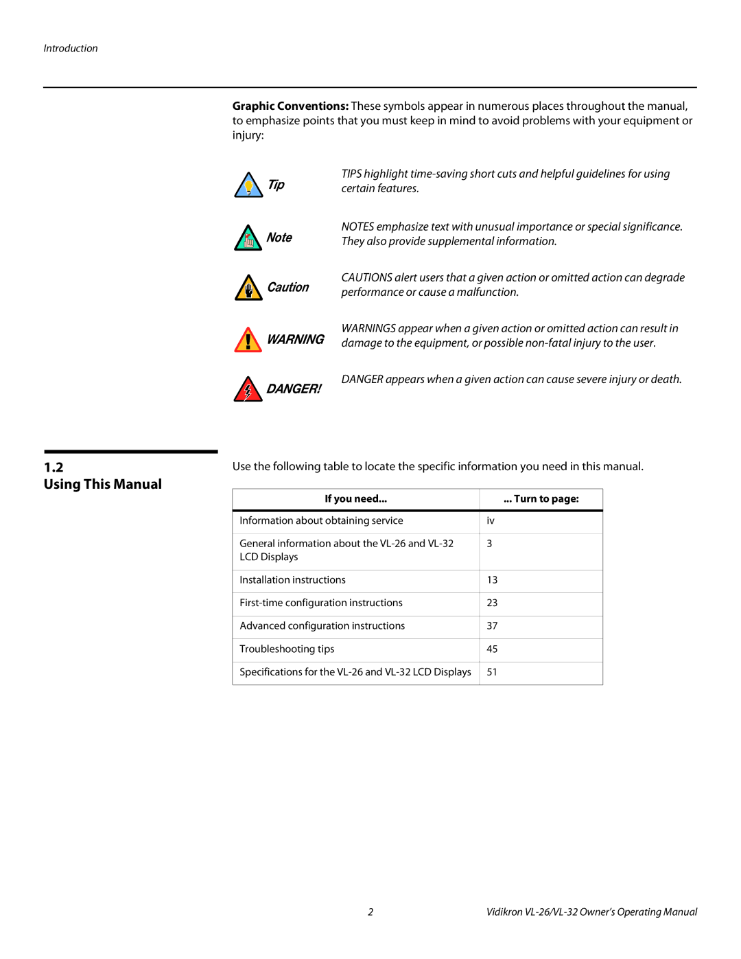 Vidikron VL-32HD manual Using This Manual, They also provide supplemental information, Performance or cause a malfunction 