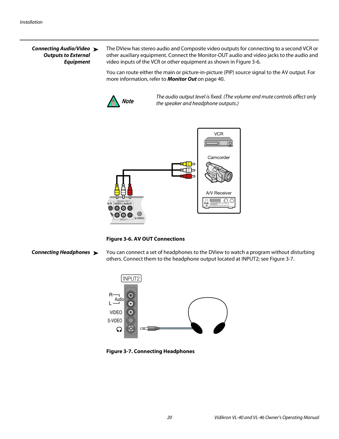 Vidikron VL-46 manual Outputs to External, Equipment 