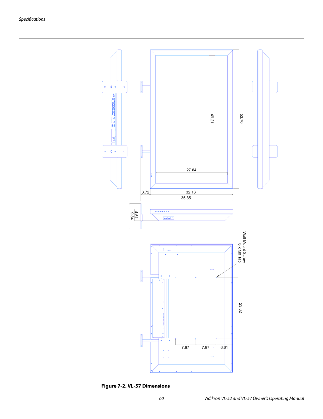 Vidikron VL-52 manual VL-57 Dimensions 