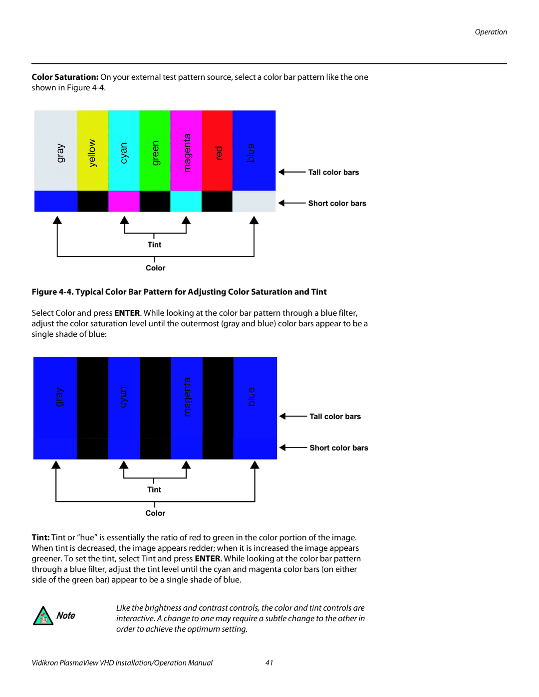 Vidikron VP-5000VHDA, VP-103VHD, VP-6500VHDA operation manual Gray Yellow Cyan Green Magenta Red Blue 