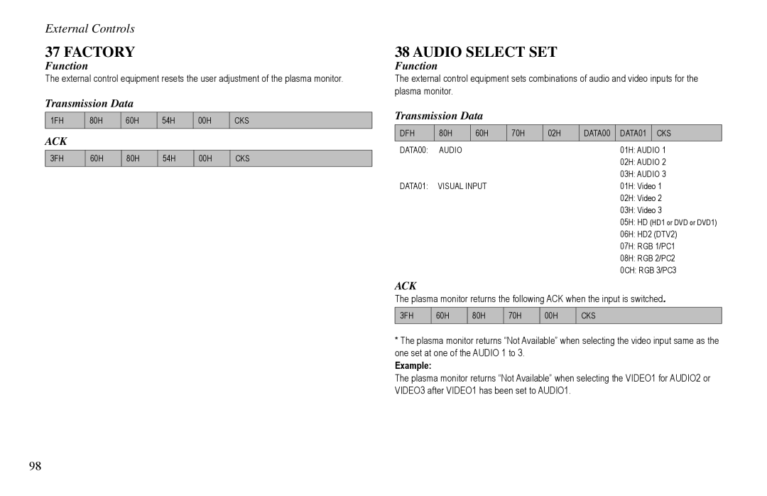 Vidikron VP-60, VP-42HD, VP-50 owner manual Factory, Audio Select SET 