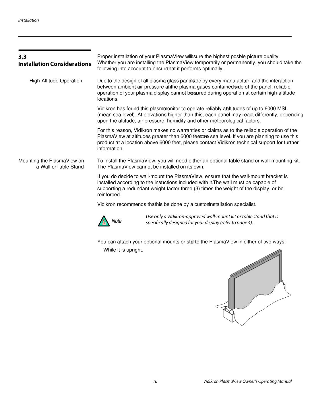 Vidikron VP-6000a, VP-4200a, VP-5000a manual Installation Considerations, High-Altitude Operation 