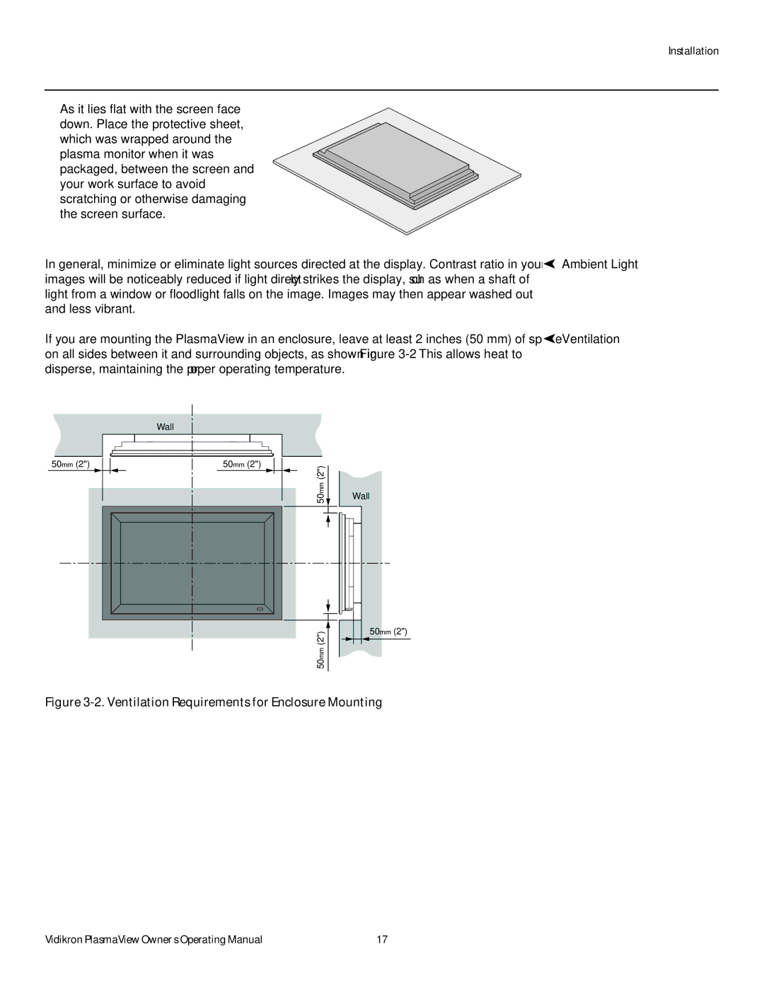 Vidikron VP-4200a, VP-6000a, VP-5000a manual Ventilation Requirements for Enclosure Mounting 
