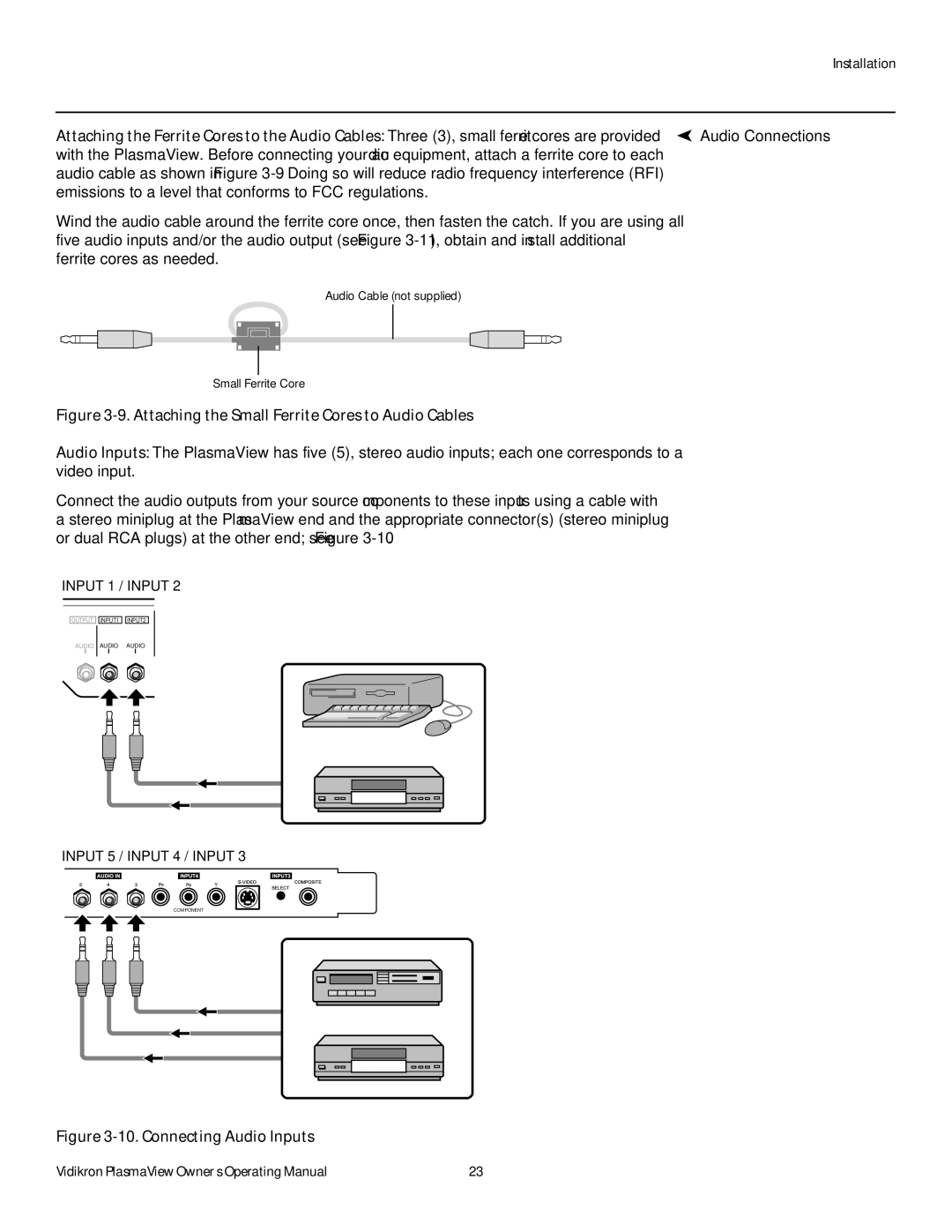 Vidikron VP-4200a, VP-6000a, VP-5000a manual Attaching the Small Ferrite Cores to Audio Cables 