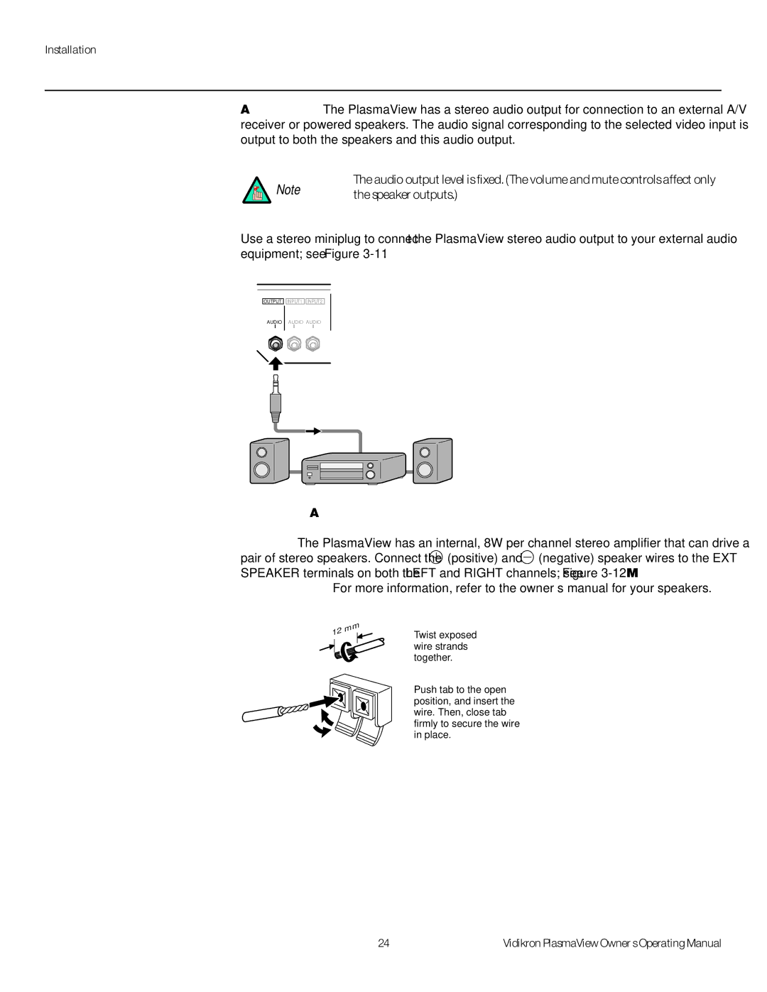 Vidikron VP-5000a, VP-6000a, VP-4200a manual Audio Output Connection 