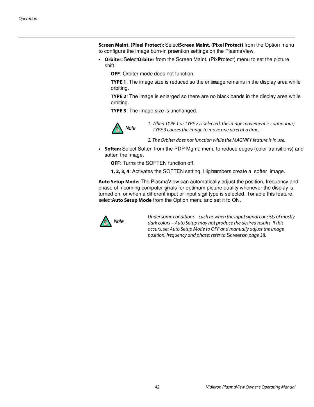 Vidikron VP-5000a, VP-6000a, VP-4200a manual Type 3 causes the image to move one pixel at a time 