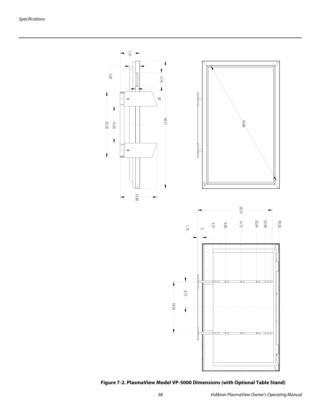 Vidikron VP-6000a, VP-4200a, VP-5000a manual 25.00 14.00 48.41 49.98 13.98 