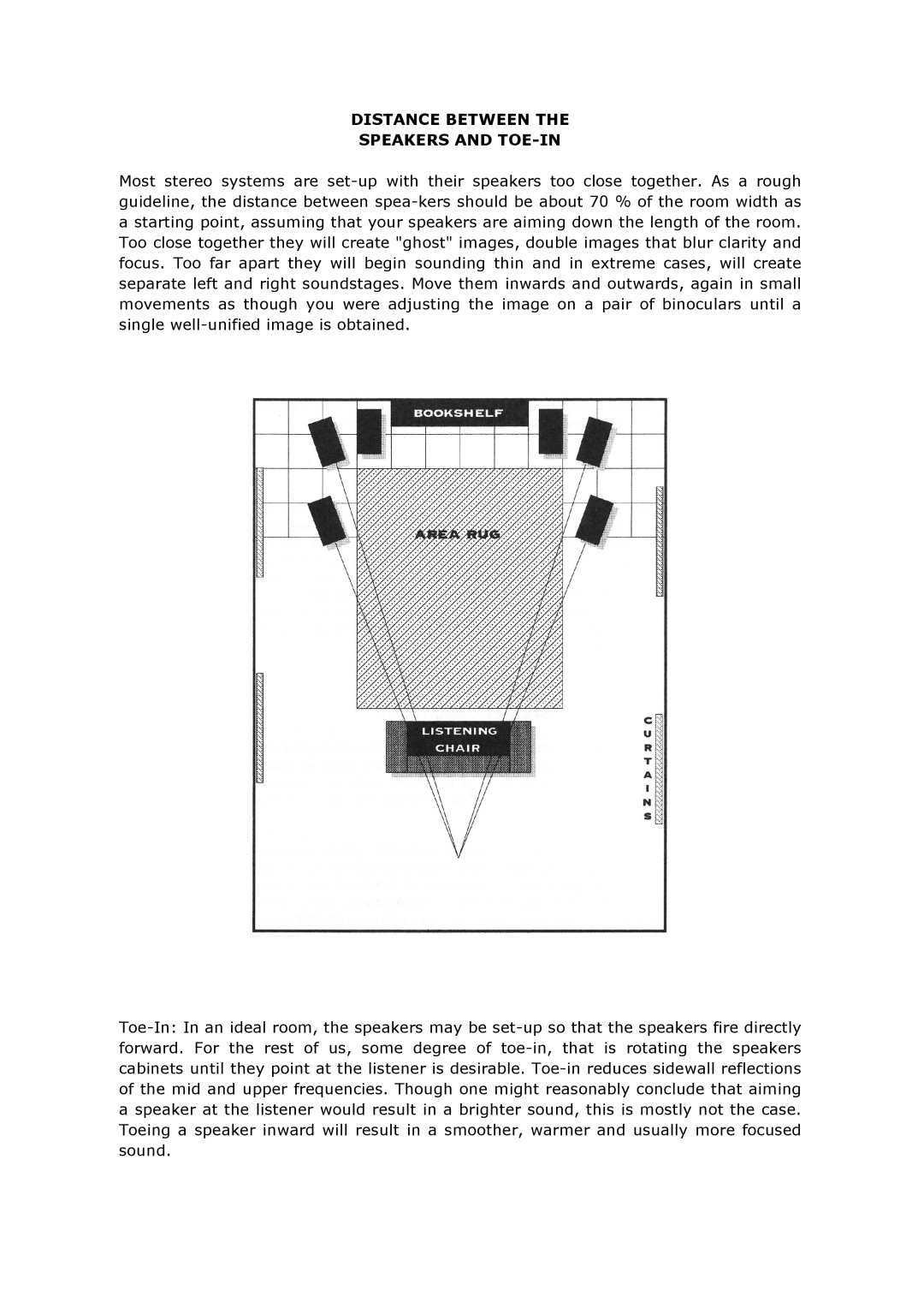 Vienna Acoustics Concert Grande owner manual Distance Between Speakers and TOE-IN 