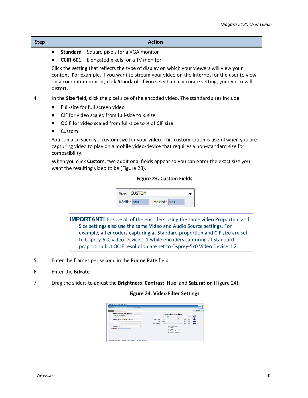 ViewCast 2120 manual Custom Fields 