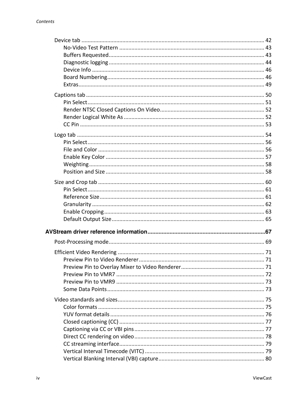 ViewCast 240E, 450E manual AVStream driver reference information 