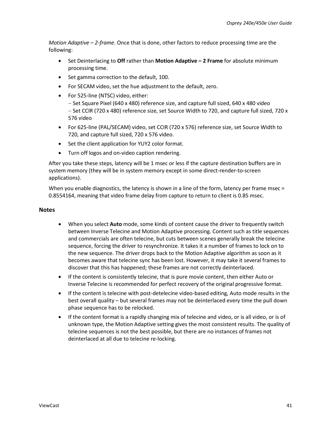 ViewCast 450E, 240E manual Osprey 240e/450e User Guide 