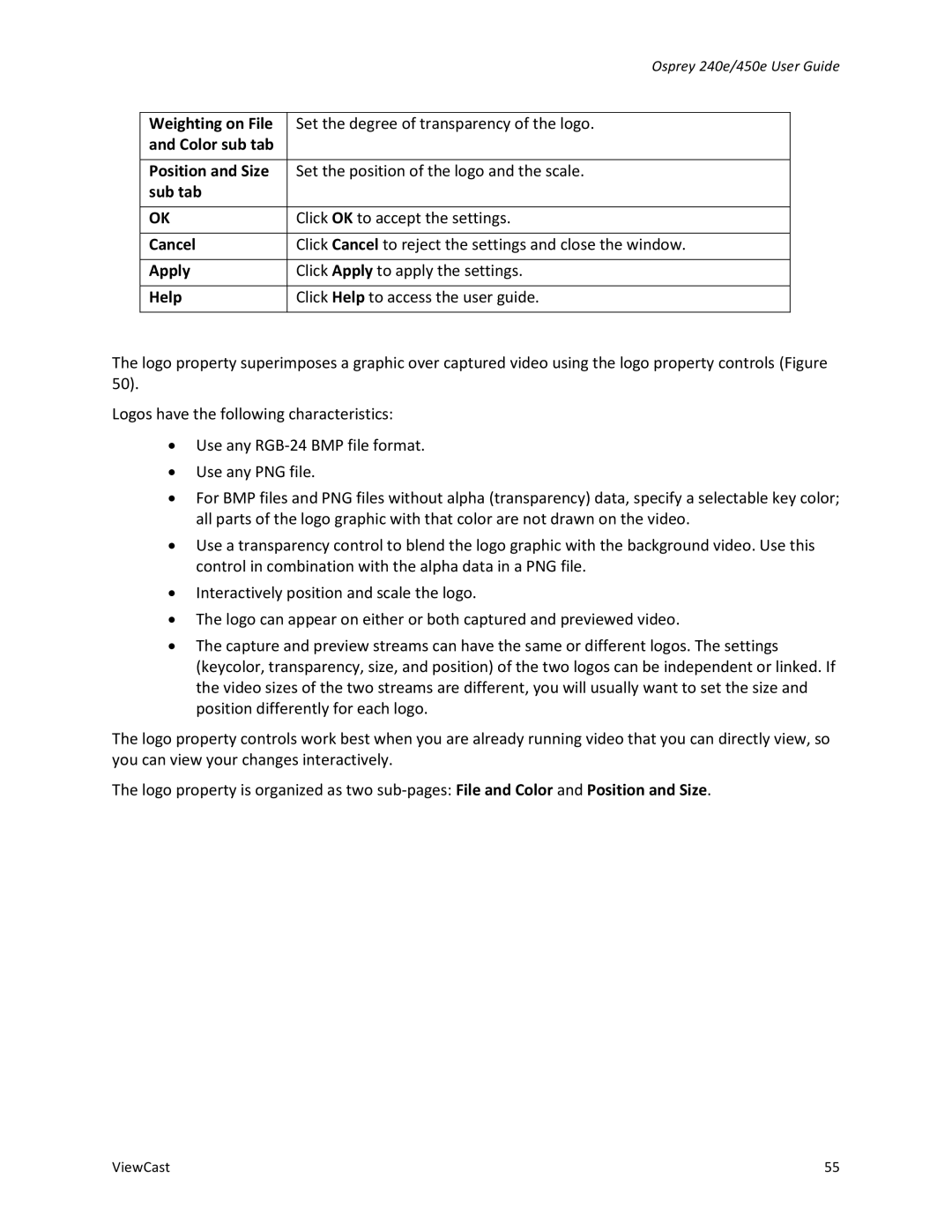 ViewCast 450E, 240E manual Osprey 240e/450e User Guide 